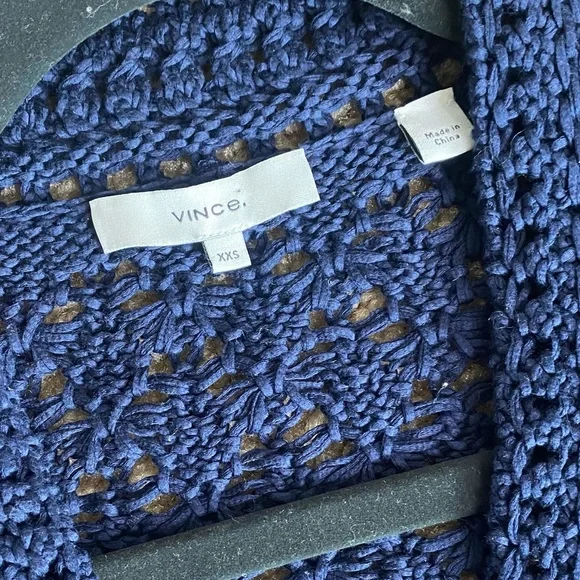 VINCE NAVY COTTON CROCHET SWEATER & TANK SET XXS/XS - Picture 6 of 15